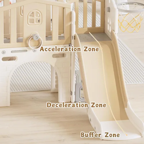 Vista 6 de KORIMEFA Juego de toboganes 8 en 1 para niños pequeños de 1 a 3 años, juego de escalador con aro de baloncesto y pelota, patio de juegos para niños