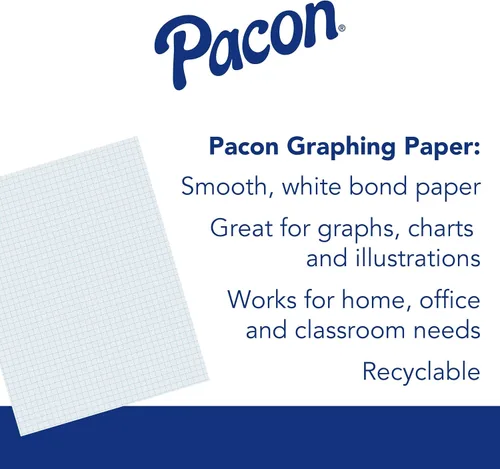 Vista 3 de Pacon Papel de composición, cuadrilátero de 1/4 de pulgada, blanco (2411) Cuadrille rayado 8-1/2" x 11", 500 hojas