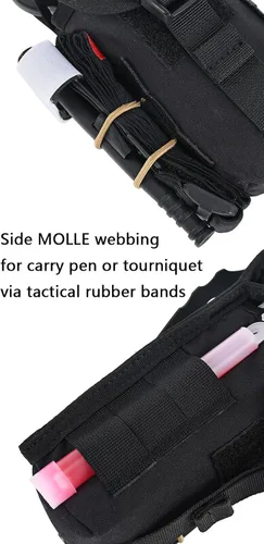 Vista 2 de MOLLE Blowout Pouch, Compact IFAK Pouch with Rear Shears Slot, Quick-Pull Strap and Tourniquet Holder, Tactical First Aid Pouch with Flap Closure
