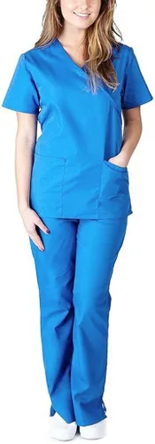 Vista 2 de Conjuntos de ropa quirúrgica para mujer, uniforme de enfermera, camiseta y pantalón deportivo, ropa de trabajo, elástico, de manga corta, cuello