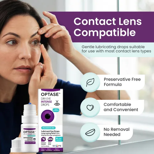 Vista 5 de OPTASE Gotas para ojos secos intensas - Gotas para ojos sin conservantes - Botella multidosis - Paso 3 Hidratar - 0.33 fl oz, 300 dosis