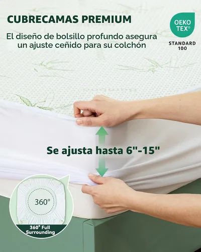 Vista 8 de Protector de colchón impermeable 15% viscosa de bambú Cooling Twin