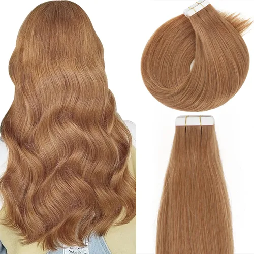 Vista 11 de Lacer Extensiones de cabello humano adhesivas de 12 pulgadas, cinta adhesiva de doble cara para extensiones de cabello de trama cutánea, 20