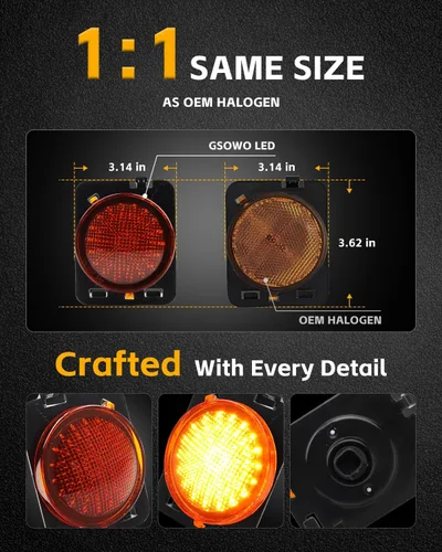 Vista 6 de Luces LED secuenciales de marcador lateral para guardabarros delanteros para J-e-e-p Wrangler JK 2007-2019, lámparas de marcador de parachoques