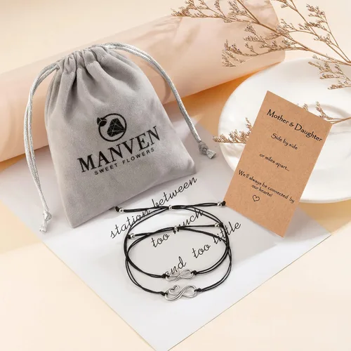 Vista 6 de MANVEN Regalos para el día de San Valentín para niños, pulseras de madre e hija, pulseras de deseos a juego con corazón para mamá e hija, regalo