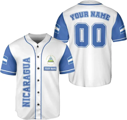 Vista 9 de Camiseta de béisbol de Nicaragua personalizada, camiseta de béisbol de Nicaragua personalizada para hombres y mujeres, camisas nicaragüenses