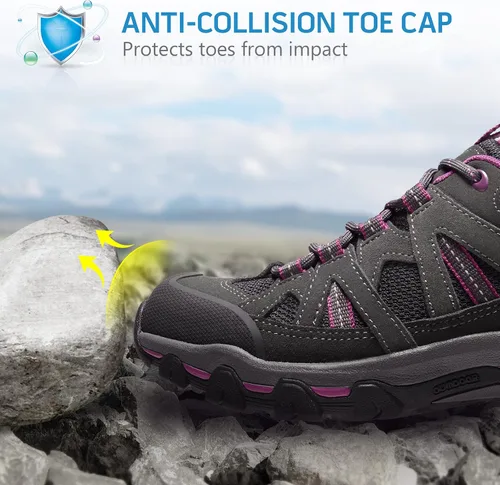 Vista 5 de CAMELSPORTS Zapatos de senderismo para mujer, transpirables, antideslizantes, ligeros, para exteriores, para senderismo, caminar