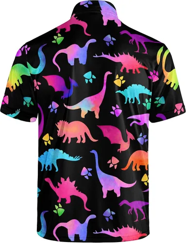 Vista 111 de Camisa de golf de los años 80 para hombre, ajuste seco, manga corta, estampada, divertidas, camisas de golf de los años 90 para hombre