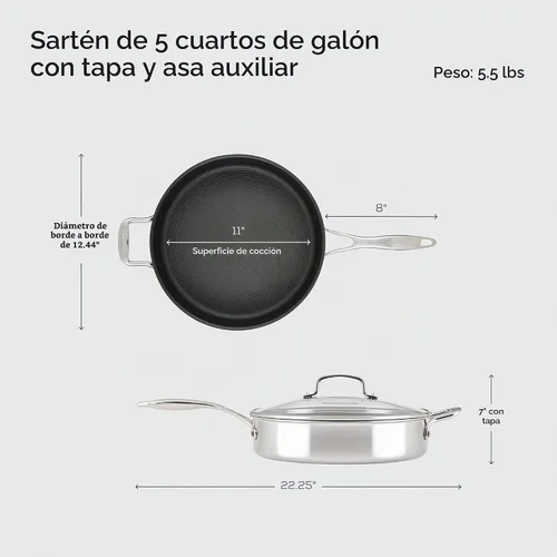 Vista 2 de Circulon C1 Series C1 - Utensilios de cocina de acero inoxidable revestido con tecnología ScratchDefense, sartén antiadherente de inducción con tapa