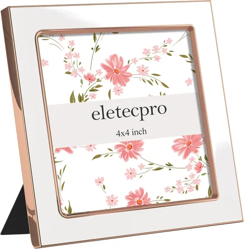 Vista 29 de eletecpro 4x6 Enamel Picture Frame with Real Glass Cover, Pink, 1-Pack Rosa con oro