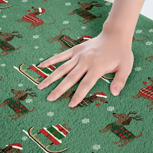 Vista 5 de Alfombra de baño antideslizante de Navidad con diseño de perro salchicha para niños, tapete de baño antideslizante con temática de animales, 16 x 24