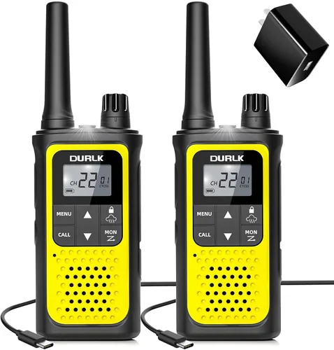 Vista 9 de Walkie Talkies para adultos de largo alcance, paquete de 2 walkie talkies recargables, 22 canales FRS, radios bidireccionales con receptor