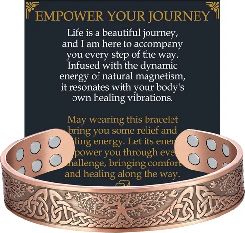 Vista 13 de Pulsera de cobre para hombres, pulsera magnética de cobre de 18X de fuerza para hombres con imanes de 3,800 Gauss, cobre sólido puro al 99.99%