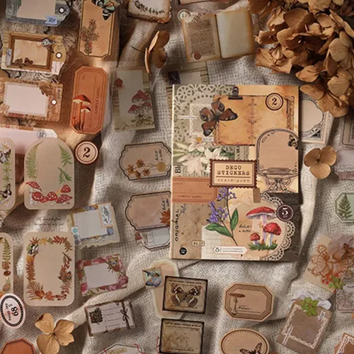 Vista 12 de Calcomanías de diario basura para álbumes de recortes, 166 piezas retro de flores, mariposas, naturaleza, poemas, letras decorativas para álbumes