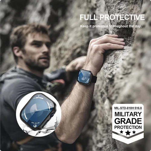 Vista 5 de Paquete de 6 fundas para Apple Watch Series 10 de 42mm con protector de pantalla de vidrio templado, JZK protector delgado con cobertura completa
