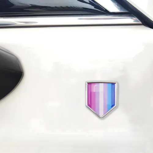 Vista 5 de Overdecor Bigender Pride - Calcomanía de bandera de género con emblema LGBT para parachoques (paquete de 2)