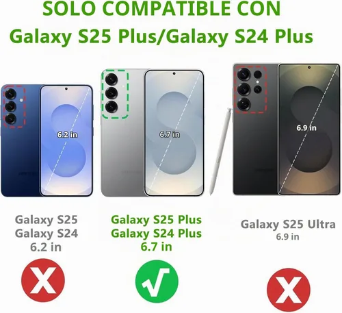Vista 2 de Dionsibei Funda protectora diseñada para Samsung Galaxy S25 Plus, Galaxy S24 Plus, 2 en 1, grado militar, resistente, a prueba de golpes, para Negro