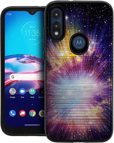 Vista 8 de CasesOnDeck Funda híbrida compatible con Motorola Moto E (2020) / Moto E [Armadura cepillada] Funda protectora delgada contra golpes