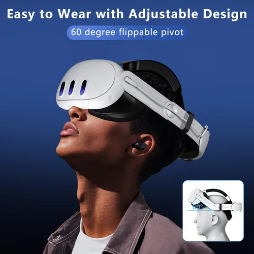 Vista 4 de Eslick Correa para la cabeza compatible con Meta Quest 3, RGB Light Elite Correa con batería de 10000 mAh para accesorios OculusMeta Quest 3
