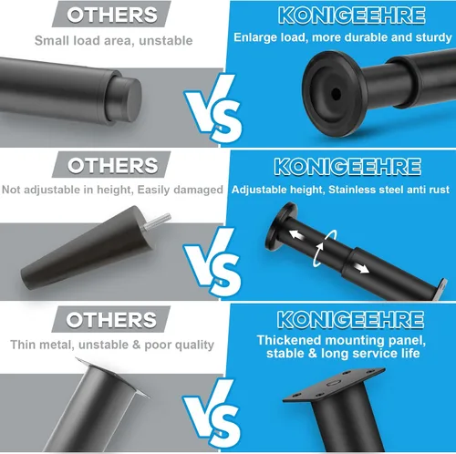 Vista 3 de Patas ajustables de metal para muebles de 4.7 a 7 pulgadas, extensión de patas de gabinete resistentes
