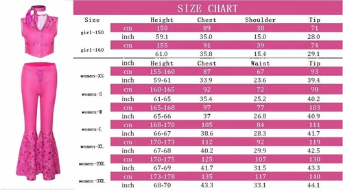 Vista 6 de SLDFMV 4 Pcs Margot Robbie Western Pink Cowgirl Outfit Costumes for WomenGirls Disco Hippie Costume for Halloween Cosplay
