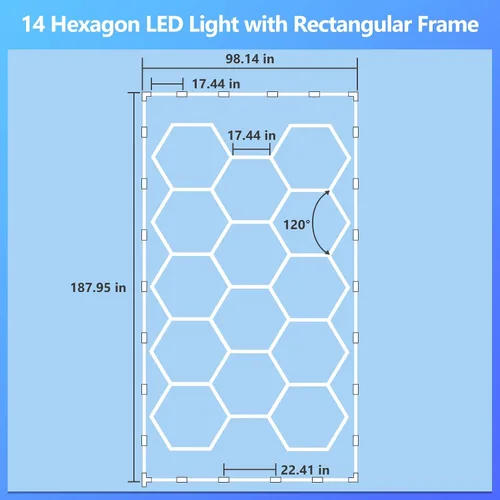 Vista 6 de ALLYES - Luces hexagonales de garaje, luces de techo súper brillantes, con interruptor inteligente, 3000 K/4500 K/6500 K, luz de techo para taller