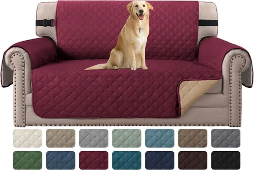 Vista 59 de H.VERSAILTEX Funda de sofá resistente al agua para sofá de 3 cojines, reversible, protector de muebles acolchado con correa elástica, funda de sofá