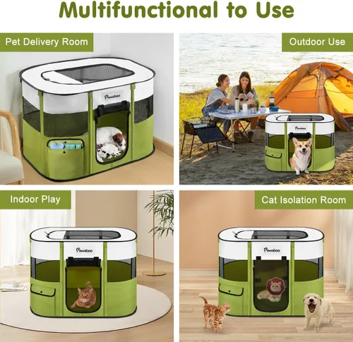 Vista 7 de Pawaboo Jaula para corralito para perros para interiores y exteriores A-Verde Aguacate