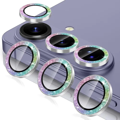 Vista 17 de Casetego Protector de lente de cámara para Galaxy Z Fold 8, [Diseño de purpurina mejorado], [Fuerte adherencia], lente de vidrio templado 9H negro