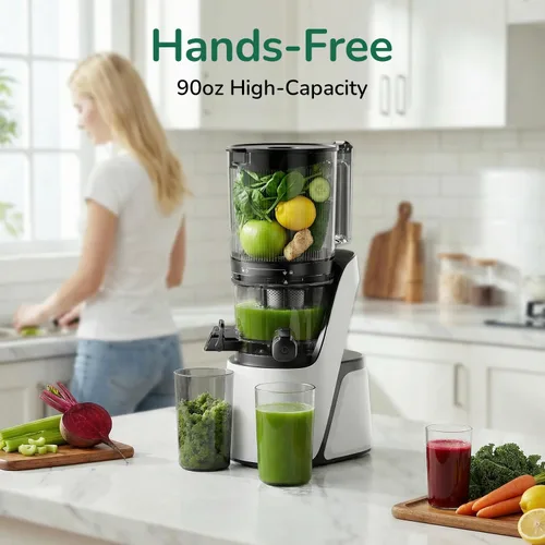Vista 5 de Canoly 3-in-1 Cold Press Juicer C16, Makes Juice & Sorbet & Nut Milk 6" Extra Wide Feed Chute, Durable AC Brushless Motor, Self Precut System