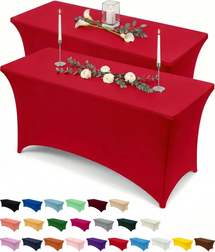 Vista 42 de Utopia Kitchen Mantel rectangular de spándex de 4 pies [1 unidad, negro] 200 GSM elástico, ajustado, lavable y resistente a las arrugas, cubierta