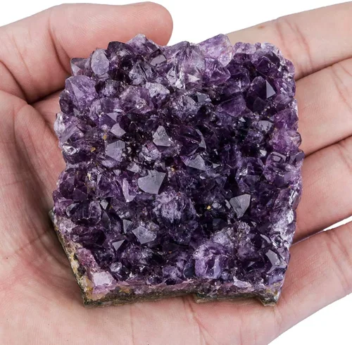 Vista 2 de TUMBEELLUWA 5.29-7.05 oz de cristal de amatista natural para decoración del hogar, figura de piedra de cuarzo de geoda drusa cruda para meditación