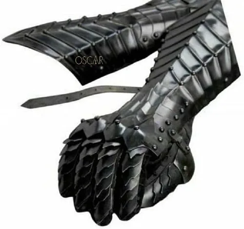 Vista 2 de Guantes de acero Nazgul Guanteletes de acero armadura medieval Señor de los anillos Lote Nazgul Fantasía