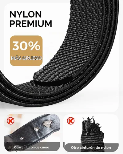 Vista 3 de Cinturón de trinquete elástico para hombres, cinturón de trabajo táctico de nailon casual, hebilla ajustable