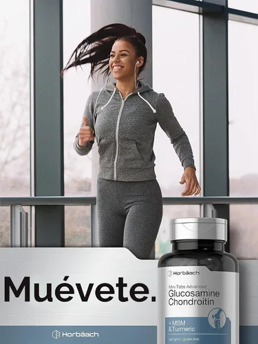 Vista 6 de Horbäach Glucosamina Condroitina MSM Turmeric 360 Mini tabletas recubiertas Fórmula avanzada de glucosamina Suplemento sin OMG y sin gluten