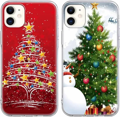 Vista 19 de Paquete de 2 fundas transparentes de Navidad para iPhone 7/8/SE 2020 / SE 2022 de 4.7 pulgadas, árboles de Navidad, resistentes al amarilleo