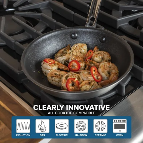 Vista 5 de VIKING Culinary Professional - Sartén antiadherente de acero inoxidable de 5 capas, 8 pulgadas, mango ergonómico que se mantiene fresco, apto