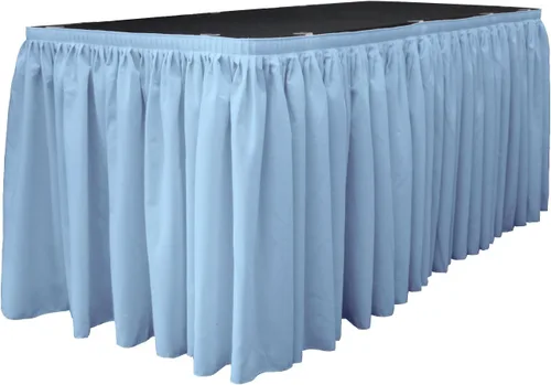 Vista 64 de LA Linen Falda de mesa de popelina de poliéster para mesas rectangulares, tela plisada para banquetes de boda, 14 pies por 29 pulgadas de largo