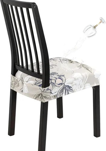 Vista 19 de SearchI Juego de 4 fundas de asiento para sillas de comedor repelentes al Flor roja beige