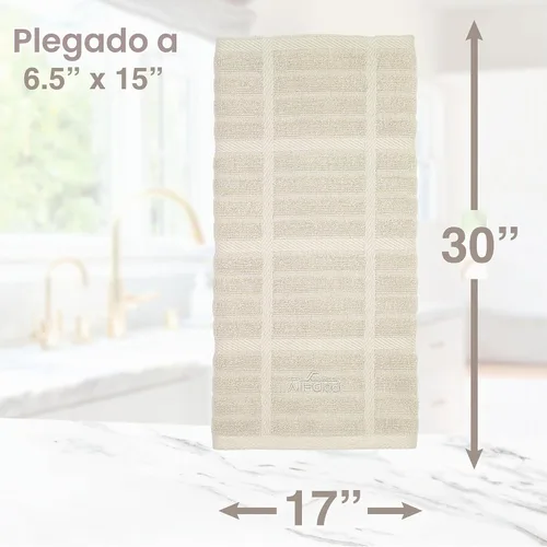 Vista 3 de All-Clad Toallas de cocina sólidas: altamente absorbentes, súper suaves y duraderas - 100% algodón, toallas de 17"x30" para limpieza y secado