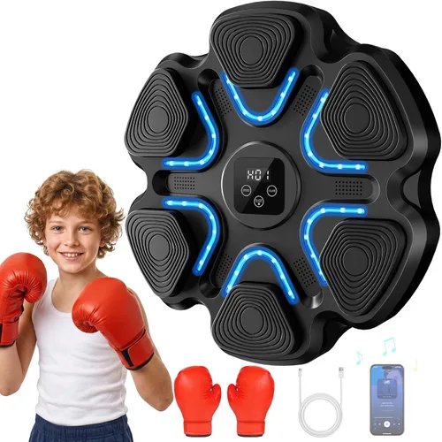 Vista 11 de Music Boxing Machine, Interactive Punching Trainer with Boxing Gloves, Large Size Wall Mounted Electronic Boxing Target for Adult Kids, 9 Modes & 9
