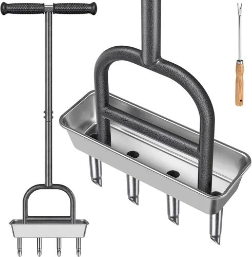 Vista 14 de Dolibest – Aireador de césped con núcleo de 3 agujeros, herramienta de aireación manual de césped con empuñadura de goma suave, herramienta