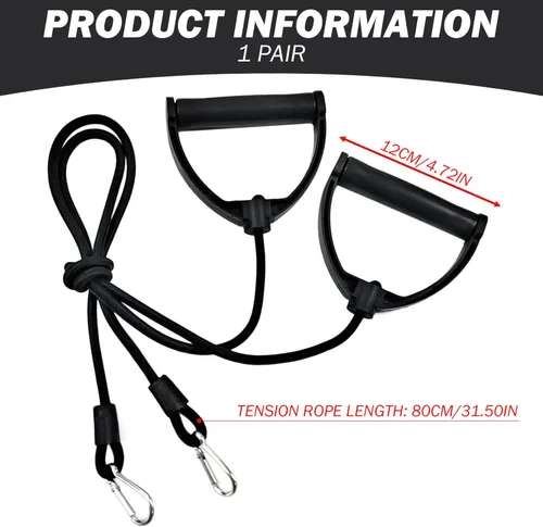 Vista 4 de 2 bandas de resistencia con clips, banda de resistencia fuerte con mango de ABS, bandas de ejercicio, accesorios de cable de repuesto para máquina