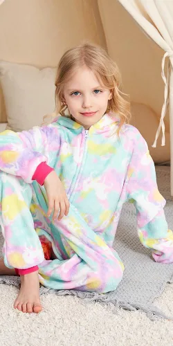 Vista 3 de UDERUI Pijama de unicornio para niños, disfraz de cosplay de una sola pieza, ropa de fiesta de animales, para niñas y niños