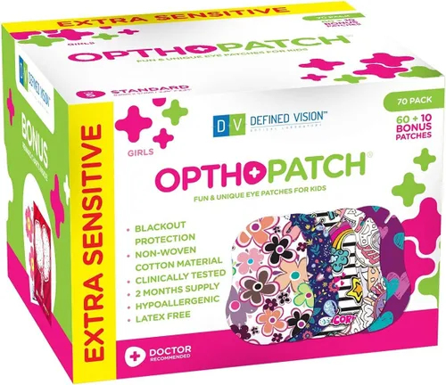 Vista 7 de Opthopatch Defined Vision - Parches para ojos para niños, diseño divertido para niñas [Serie II], 60 + 10 vendajes adhesivos de algodón