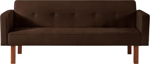 Vista 9 de Sofá cama de tela moderna, sofá cama convertible con 2 almohadas y reposabrazos, sofá reclinable plegable de 75 pulgadas con patas de madera maciza