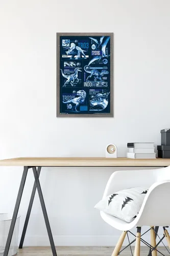 Vista 6 de Trends International Jurassic World: Fallen Kingdom - Póster de pared con cuadrícula, 14.725 x 22.375 pulgadas, versión enmarcada de madera