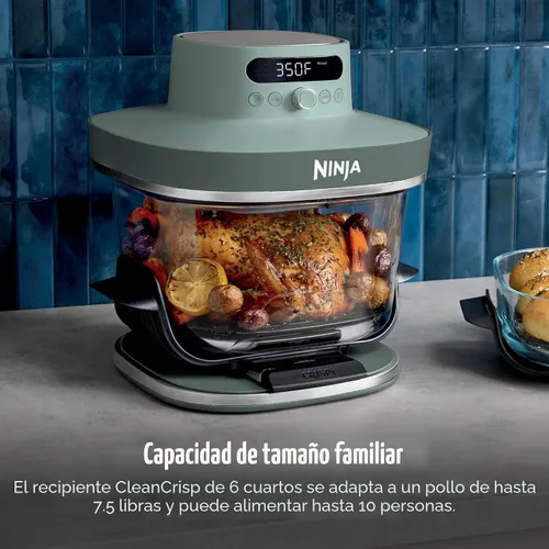 Vista 5 de Ninja Crispi Pro - Freidora de aire de vidrio 6 en 1, 6 cuartos de galón, 2.5 cuartos de galón, recipiente de vidrio con tapa, no tóxico