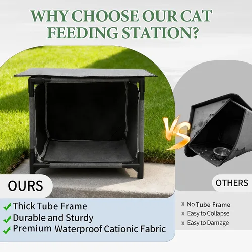 Vista 2 de Casa impermeable para gatos para estación de alimentación de gatos al aire libre, resistente a la intemperie, para gatos callejeros, gatos salvajes
