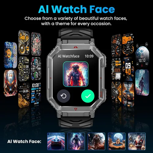 Vista 7 de Reloj inteligente GPS militar para hombres, asistente de voz GPT, reloj inteligente con linterna LED, pantalla HD de 2.01" con Bluetooth